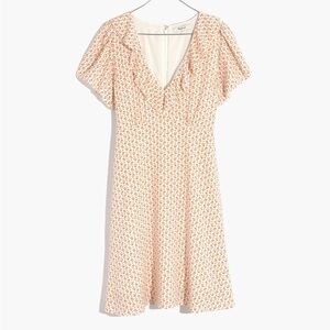 madewell silk lace-up dress in assam floral print NEW Madewell Silk Lace Up Dress In Assam Floral Babydoll Dress 3/4 Sleeve  SZ M